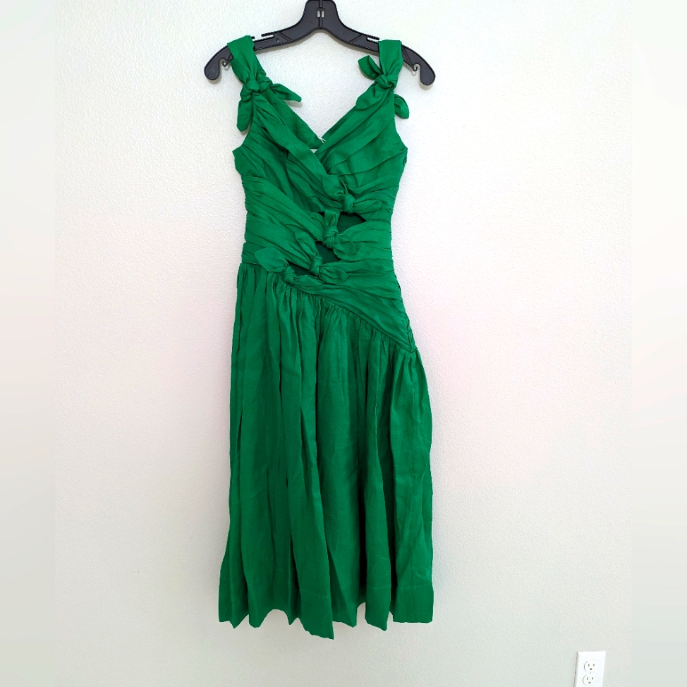 Zimmermann Tiggy Bow Cut-Out Midi-Dress